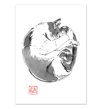 Art-Poster - Round cat - Pechane Sumie