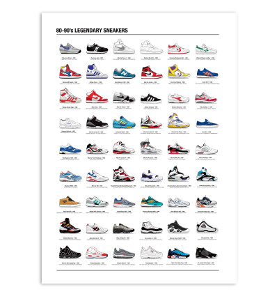 Art-Poster - 80-90's Legendary Sneakers - Olivier Bourdereau