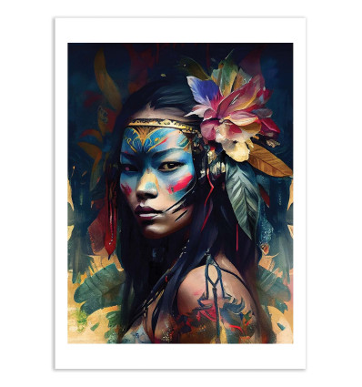 Art-Poster - Watercolor Asian woman - Chromatic fusion studio