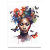 Art-Poster - Watercolor Butterfly African woman V3 - Chromatic fusion studio