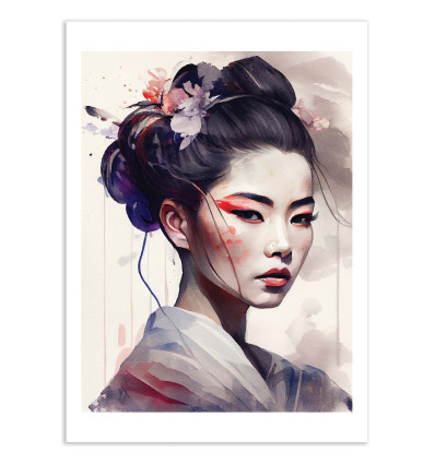 Art-Poster - Watercolor Modern Geisha V3 - Chromatic fusion studio