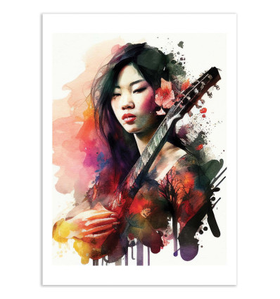 Art-Poster - Watercolor Musician woman - Chromatic fusion studio
