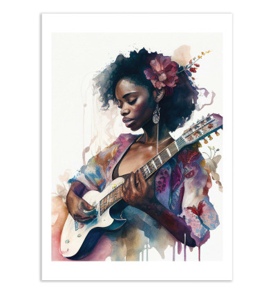 Art-Poster - Watercolor Musician woman V2 - Chromatic fusion studio