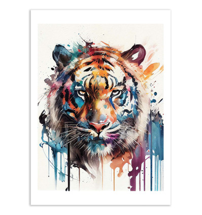 Art-Poster - Watercolor Tiger - Chromatic fusion studio