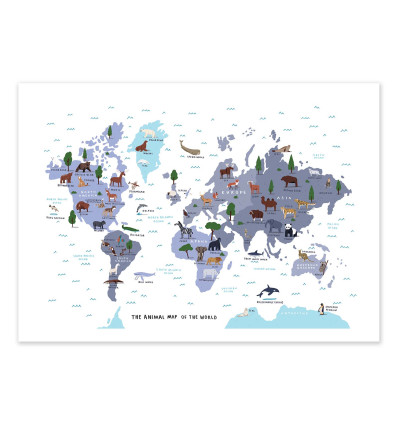 Art-Poster - Animal World Map - Alex Foster