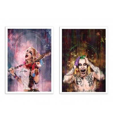 2 Art-Posters 30 x 40 cm - Duo Harley Quinn and Joker - Wisesnail