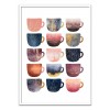 Art-Poster 50 x 70 cm - Pretty coffee cups - Pink series - Elisabeth Fredriksson