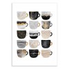 Art-Poster 50 x 70 cm - Pretty coffee cups - Grey series - Elisabeth Fredriksson