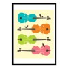 Art-Poster 50 x 70 cm - Birds on cello strings - Jazzberry Blue