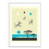 Art-Poster 50 x 70 cm - Flock of zebras - Jazzberry Blue
