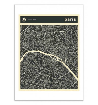 Art-Poster 50 x 70 cm - Paris Map - Jazzberry Blue
