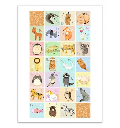 Art-Poster 50 x 70 cm - English Animals alphabet - Judith Loske