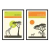 2 Art-Posters 30 x 40 cm - Duo Botswana and Tanzania - Jazzberry Blue