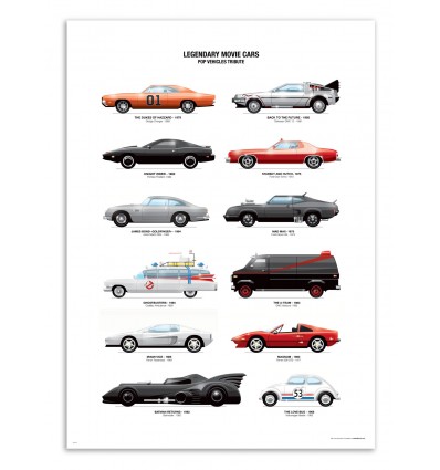 Art-Poster - Legendary Movie Cars - Olivier Bourdereau