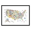 Art-Poster - Animal map USA - Michael Tompsett