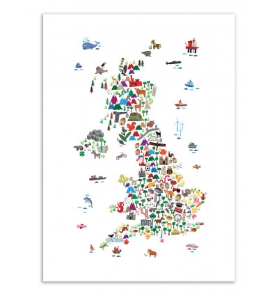 Art-Poster - Animal map of United Kingdom - Michael Tompsett