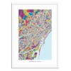 Art-Poster - Barcelona colored map - Michael Tompsett