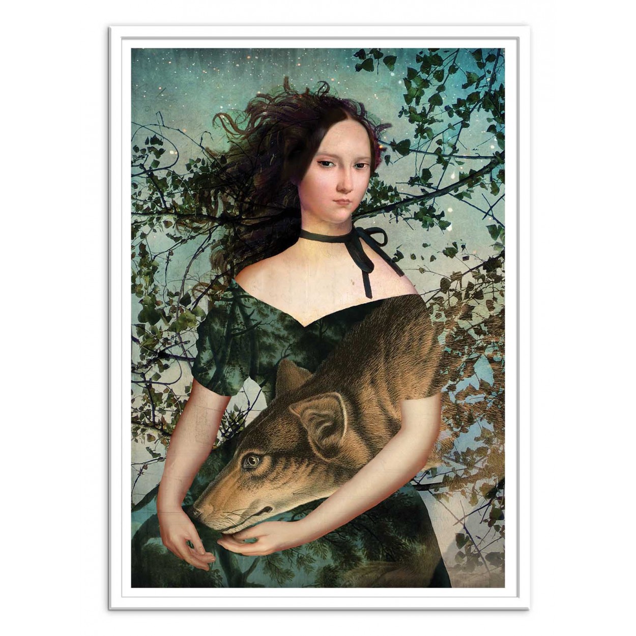 Art-Poster Surréalism - Portrait with a wolf, by Catrin Welz-Stein