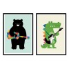 2 Art-Posters 30 x 40 cm - Duo Musician animals - Andy Westface
