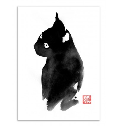 Art-Poster - Black cat - Pechane Sumie