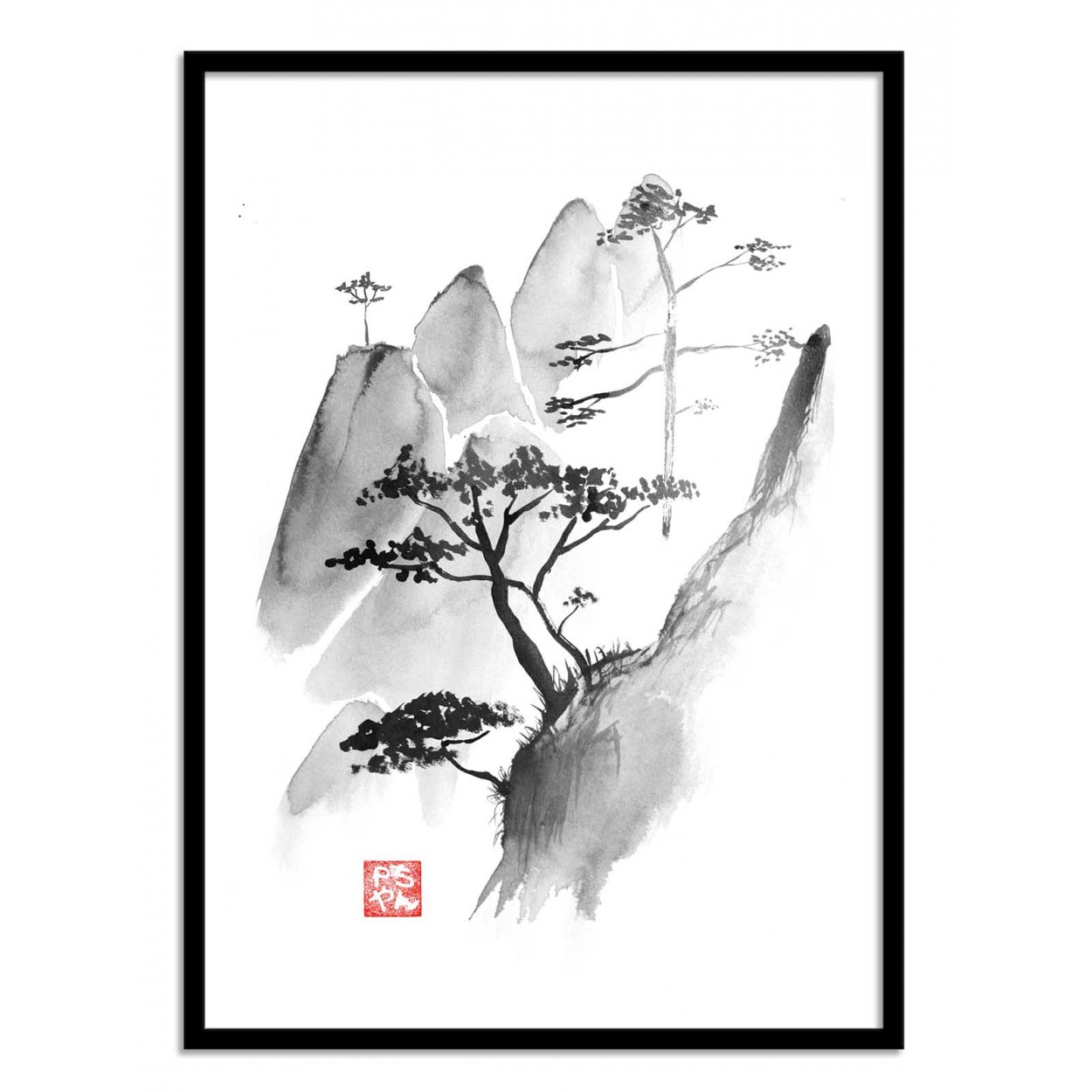 Affiche d'art Estampe Japonaise - Cliff, par Pechane Sumie