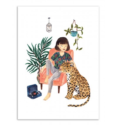 Art-Poster - Jaguar and girl - Ploypisut