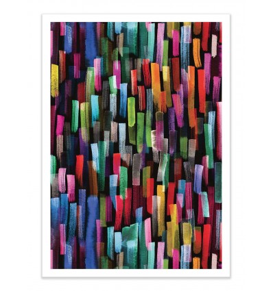 Art-Poster - Colorful Brushstrokes Black - Ninola