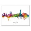 Art-Poster - Barcelona Spain Skyline (Colored Version) - Michael Tompsett