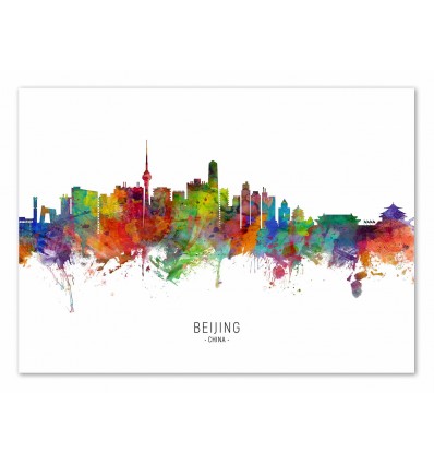 Art-Poster - Beijing China Skyline (Colored Version) - Michael Tompsett