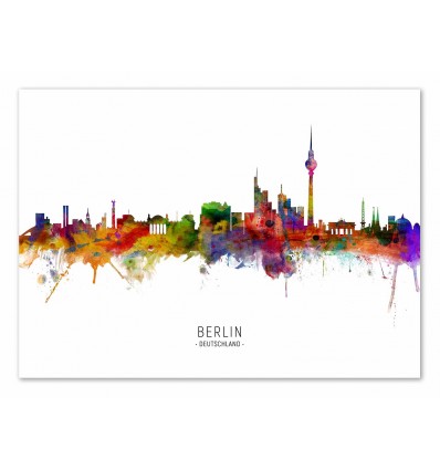 Art-Poster - Berlin Germany Skyline (Colored Version) - Michael Tompsett