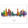 Art-Poster - Chicago Illinois Skyline (Colored Version) - Michael Tompsett