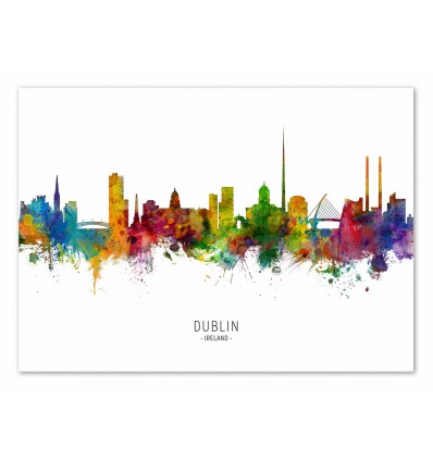 Art-Poster - Dublin Ireland Skyline (Colored Version) - Michael Tompsett
