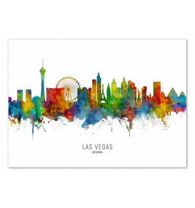 Art-Poster - Las Vegas Nevada Skyline (Colored Version) - Michael Tompsett