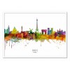 Art-Poster - Paris France Skyline (Colored Version) - Michael Tompsett