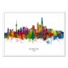 Art-Poster - Shangai China Skyline (Colored Version) - Michael Tompsett