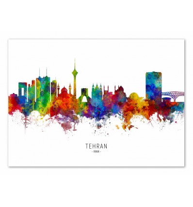 Art-Poster - Tehran Iran Skyline (Colored Version) - Michael Tompsett