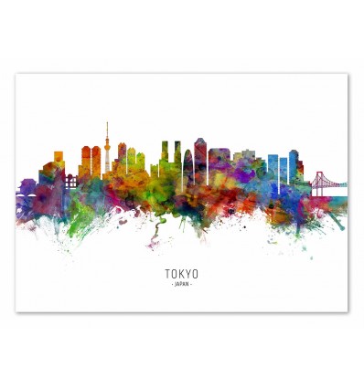 Art-Poster - Tokyo Japan Skyline (Colored Version) - Michael Tompsett