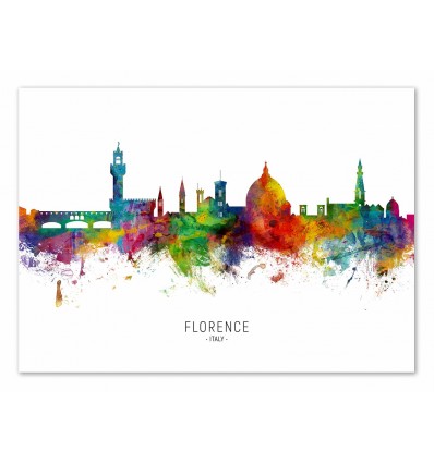Art-Poster - Florence Italy Skyline (Colored Version) - Michael Tompsett