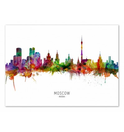 Art-Poster - Moscow Russia Skyline (Colored Version) - Michael Tompsett