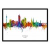 Art-Poster - Vienna Austria Skyline (Colored Version) - Michael Tompsett