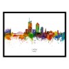 Art-Poster - Lyon France Skyline (Colored Version) - Michael Tompsett