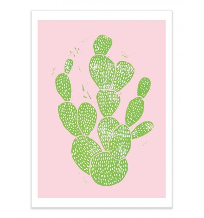Art-Poster - Pinky linocut cactus - Bianca Green